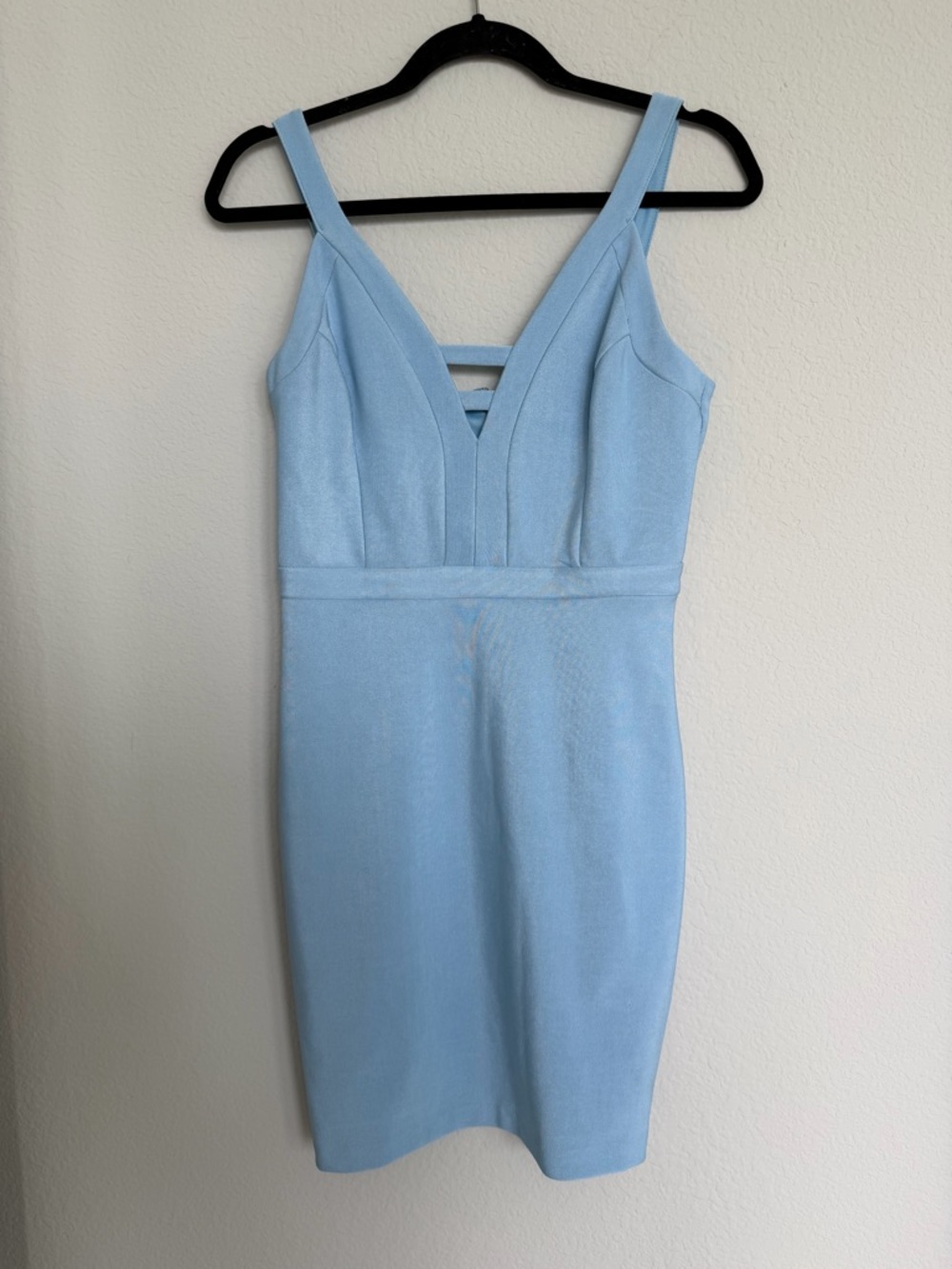Guess Light Blue V-Neck Bodycon Dress
